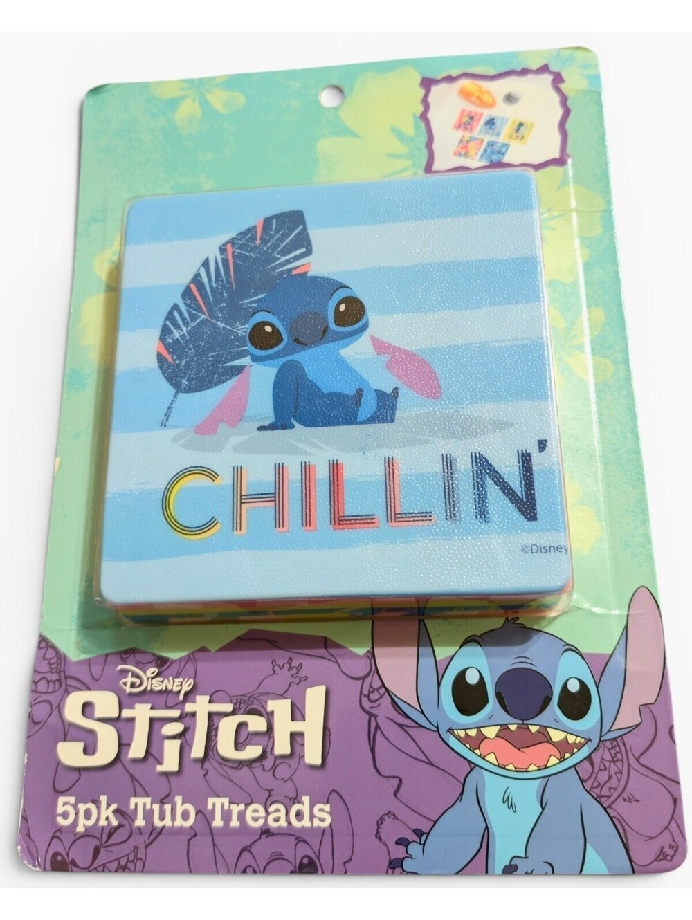 Disney Stitch 5Pk Tub Treads Bath Tub‎ Safety Decals Non Slip Sealed New Other